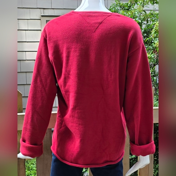 Tommy Hilfiger Women's Red Cotton Knit Pullover Sweater. Med - Picture 9 of 16